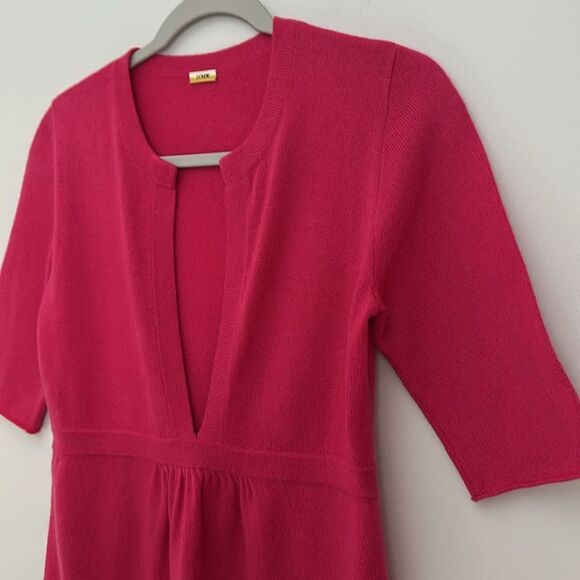 Vintage J.Crew Women’s Bright Pink 100% Cashmere V Neck 80's 90's Sweater S - Picture 4 of 8